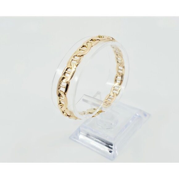 Unique 10K Karat Solid Yellow Gold Designer Mariner Link Chain Bracelet 7.25\
